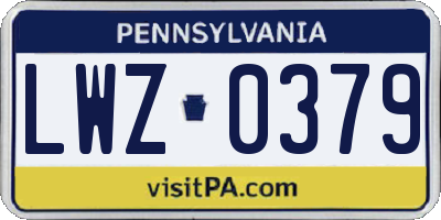PA license plate LWZ0379