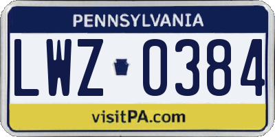 PA license plate LWZ0384