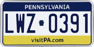 PA license plate LWZ0391