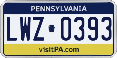 PA license plate LWZ0393