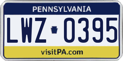 PA license plate LWZ0395