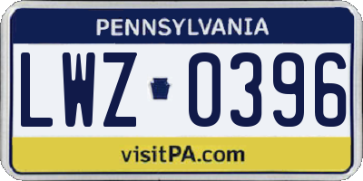 PA license plate LWZ0396
