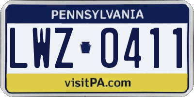 PA license plate LWZ0411