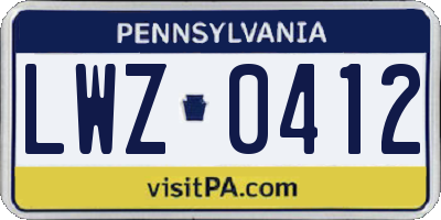 PA license plate LWZ0412