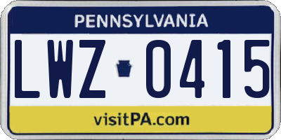 PA license plate LWZ0415