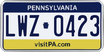 PA license plate LWZ0423