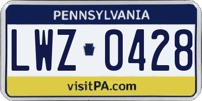 PA license plate LWZ0428