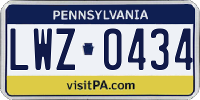 PA license plate LWZ0434