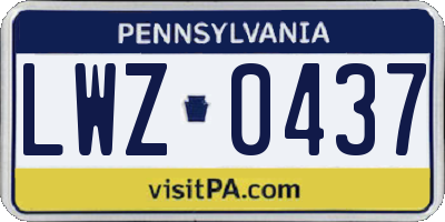 PA license plate LWZ0437