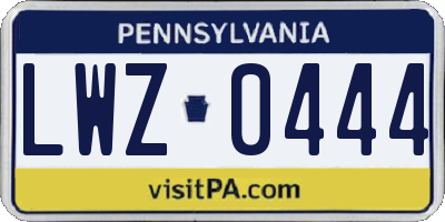 PA license plate LWZ0444