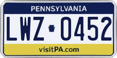 PA license plate LWZ0452