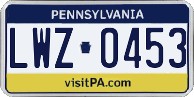 PA license plate LWZ0453