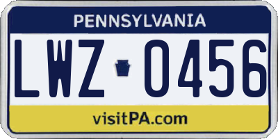 PA license plate LWZ0456