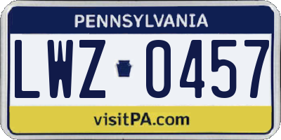 PA license plate LWZ0457