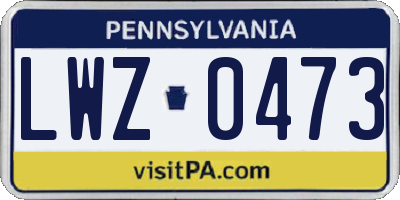 PA license plate LWZ0473