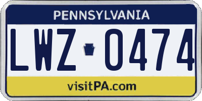 PA license plate LWZ0474