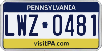 PA license plate LWZ0481