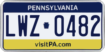 PA license plate LWZ0482