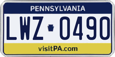 PA license plate LWZ0490