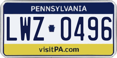 PA license plate LWZ0496