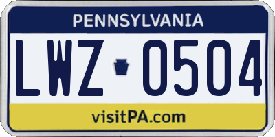 PA license plate LWZ0504
