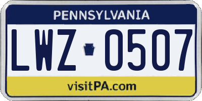 PA license plate LWZ0507