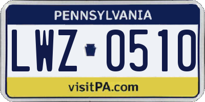 PA license plate LWZ0510