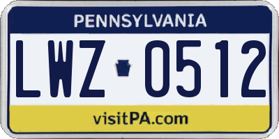 PA license plate LWZ0512