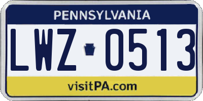 PA license plate LWZ0513