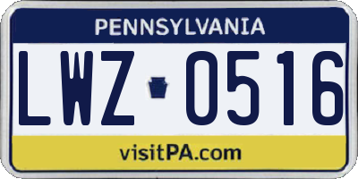 PA license plate LWZ0516