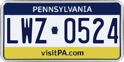 PA license plate LWZ0524
