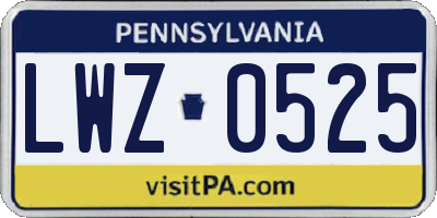 PA license plate LWZ0525