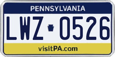 PA license plate LWZ0526
