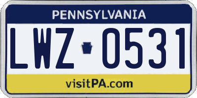 PA license plate LWZ0531