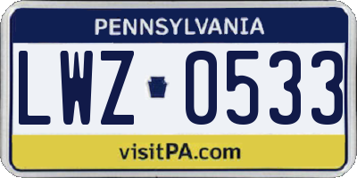 PA license plate LWZ0533