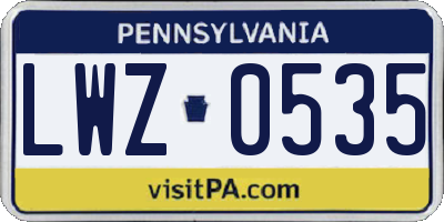PA license plate LWZ0535