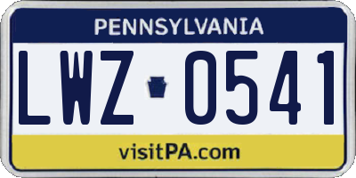 PA license plate LWZ0541