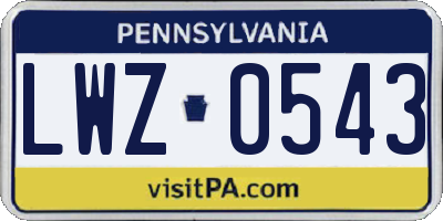 PA license plate LWZ0543