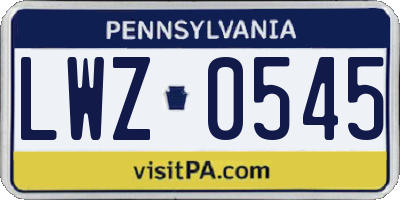 PA license plate LWZ0545