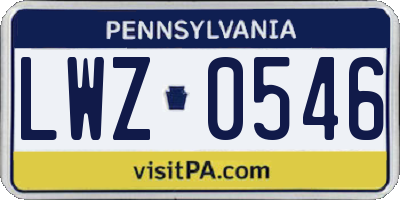 PA license plate LWZ0546