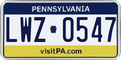 PA license plate LWZ0547