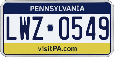 PA license plate LWZ0549