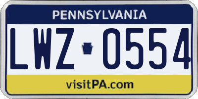 PA license plate LWZ0554