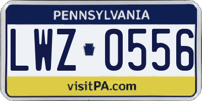 PA license plate LWZ0556