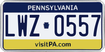 PA license plate LWZ0557