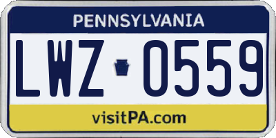 PA license plate LWZ0559