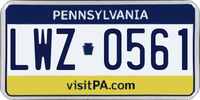 PA license plate LWZ0561