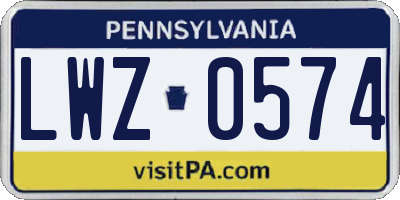 PA license plate LWZ0574
