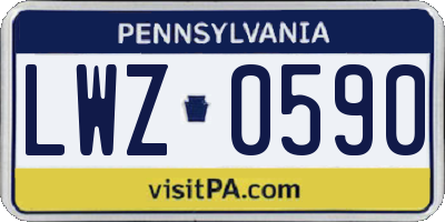 PA license plate LWZ0590