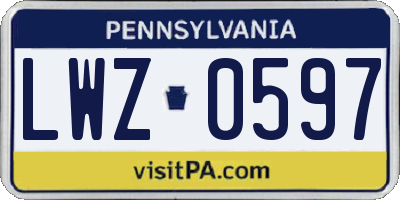 PA license plate LWZ0597